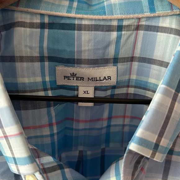 Peter Miller sz XL cotton plaid blue long sleeve button down shirt Great cond - Picture 2 of 5